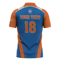 Custom India 2026 World Cricket Zipper Polo Shirt Women in Blue Go Champions