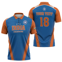 Custom India 2026 World Cricket Zipper Polo Shirt Women in Blue Go Champions
