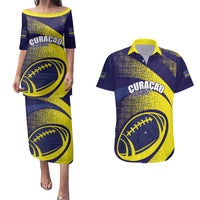 Custom Rugby Curacao Couples Matching Puletasi and Hawaiian Shirt Korsou Go Champion - Wonder Print Shop