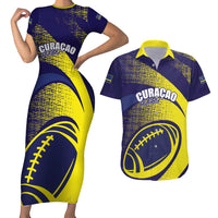 Custom Rugby Curacao Couples Matching Short Sleeve Bodycon Dress and Hawaiian Shirt Korsou Go Champion - Wonder Print Shop