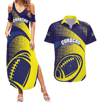 Custom Rugby Curacao Couples Matching Summer Maxi Dress and Hawaiian Shirt Korsou Go Champion - Wonder Print Shop