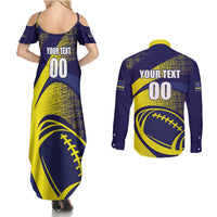 Custom Rugby Curacao Couples Matching Summer Maxi Dress and Long Sleeve Button Shirt Korsou Go Champion - Wonder Print Shop