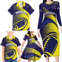 Custom Rugby Curacao Family Matching Long Sleeve Bodycon Dress and Hawaiian Shirt Korsou Go Champion - Wonder Print Shop