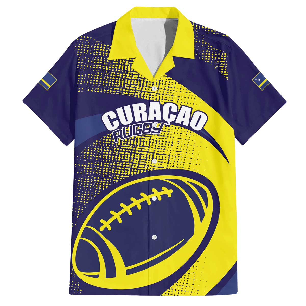Custom Rugby Curacao Family Matching Off The Shoulder Long Sleeve Dress and Hawaiian Shirt Korsou Go Champion - Wonder Print Shop