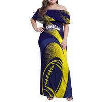 Custom Rugby Curacao Family Matching Off Shoulder Maxi Dress and Hawaiian Shirt Korsou Go Champion - Wonder Print Shop