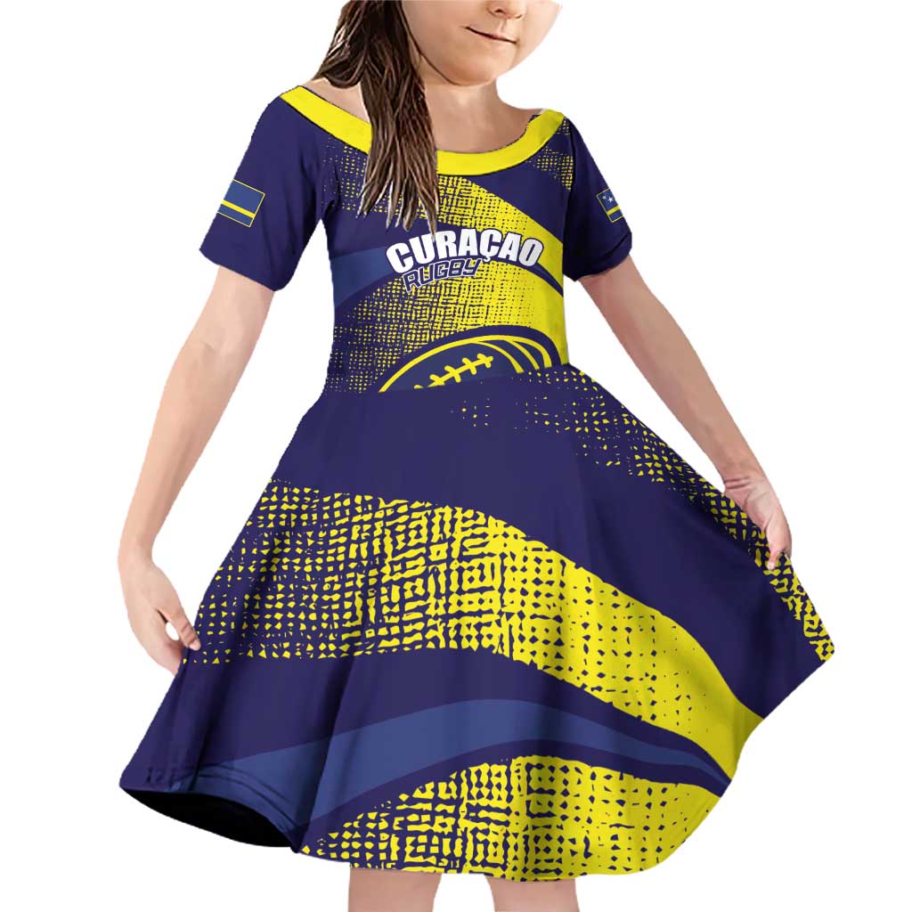Custom Rugby Curacao Family Matching Off Shoulder Short Dress and Hawaiian Shirt Korsou Go Champion - Wonder Print Shop