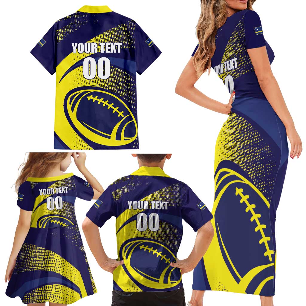 Custom Rugby Curacao Family Matching Short Sleeve Bodycon Dress and Hawaiian Shirt Korsou Go Champion - Wonder Print Shop