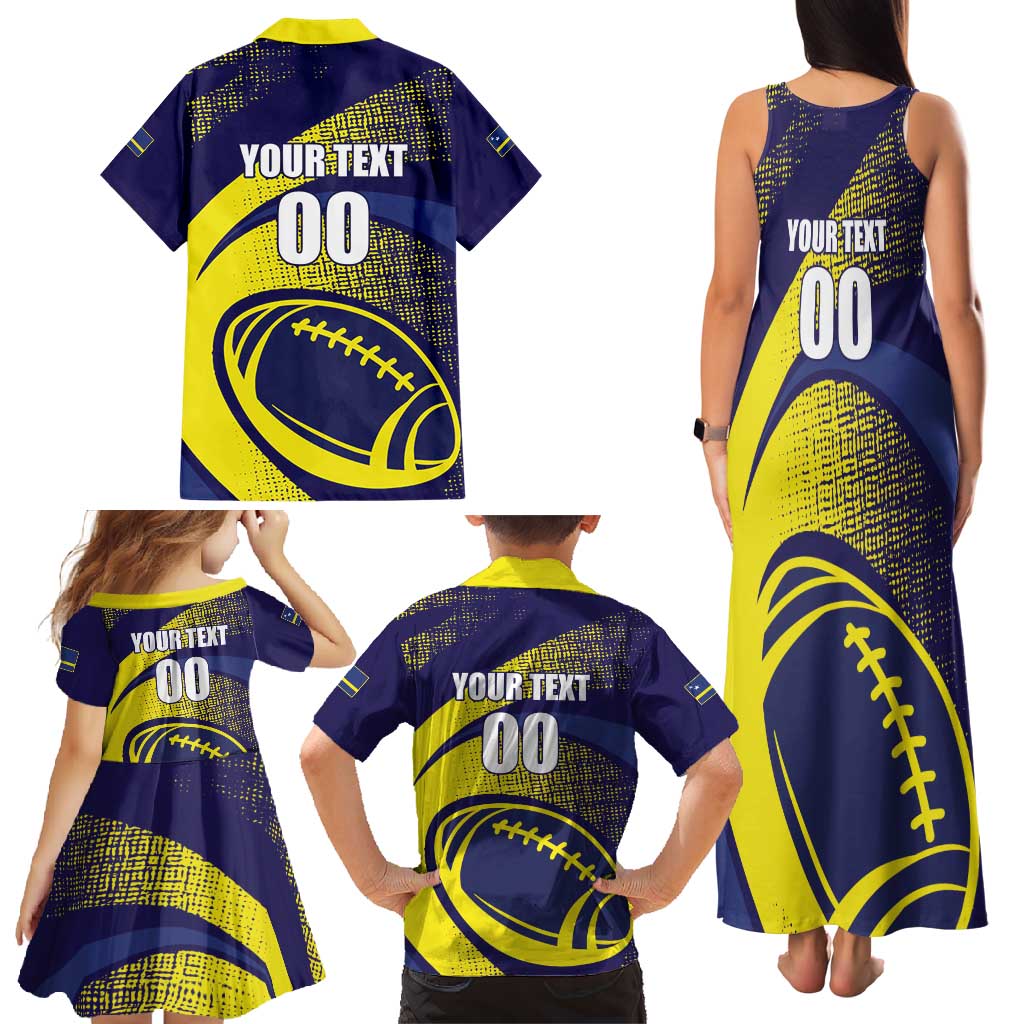 Custom Rugby Curacao Family Matching Tank Maxi Dress and Hawaiian Shirt Korsou Go Champion - Wonder Print Shop