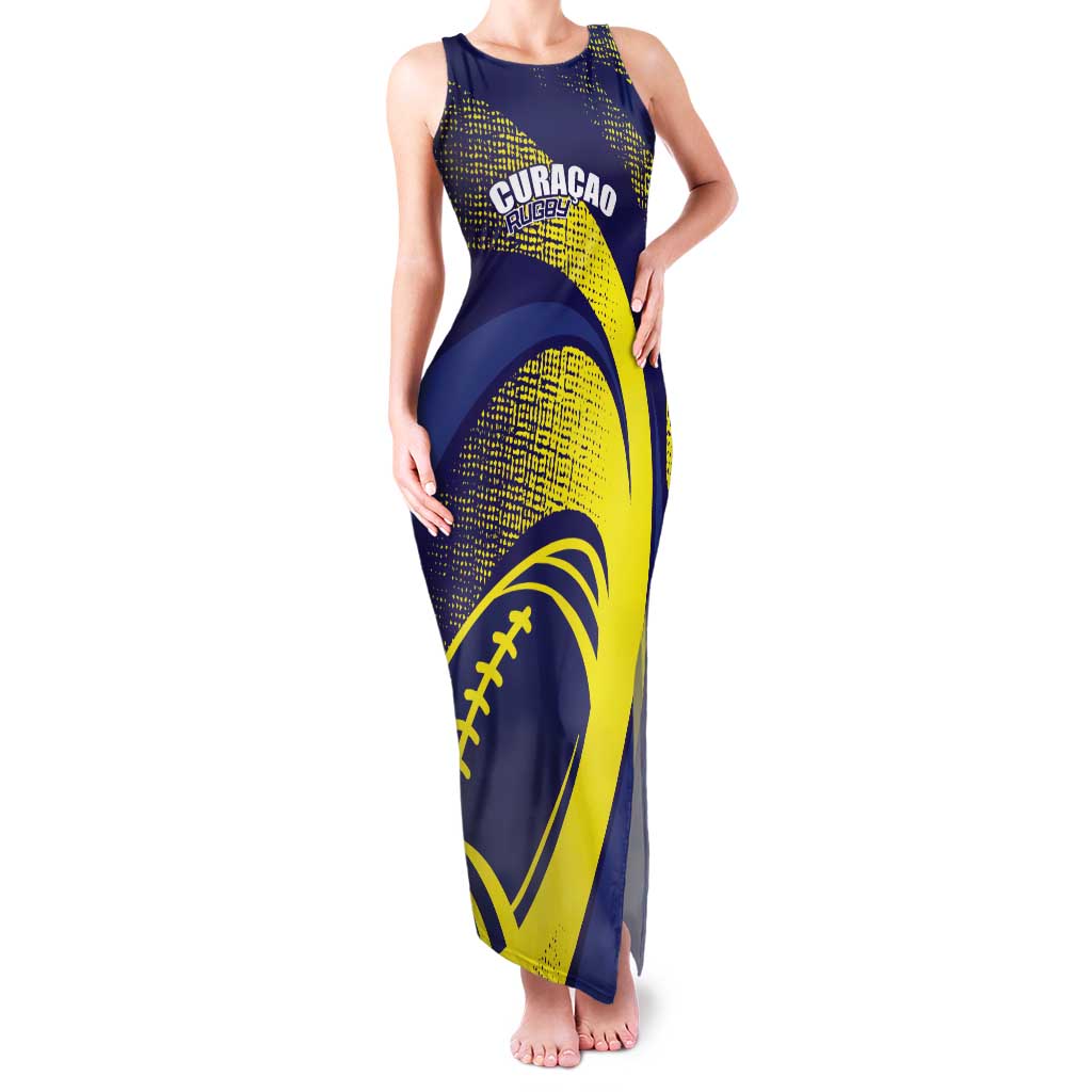 Custom Rugby Curacao Family Matching Tank Maxi Dress and Hawaiian Shirt Korsou Go Champion - Wonder Print Shop