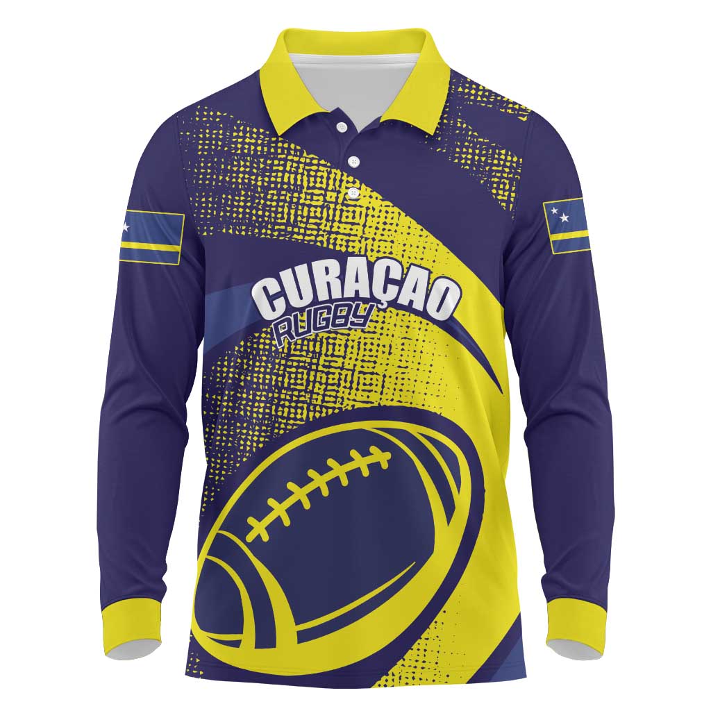Custom Rugby Curacao Long Sleeve Polo Shirt Korsou Go Champion - Wonder Print Shop
