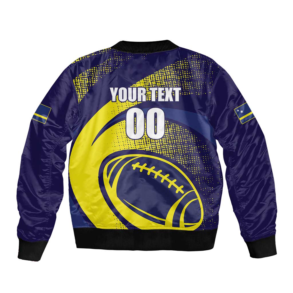 Custom Rugby Curacao Sleeve Zip Bomber Jacket Korsou Go Champion - Wonder Print Shop