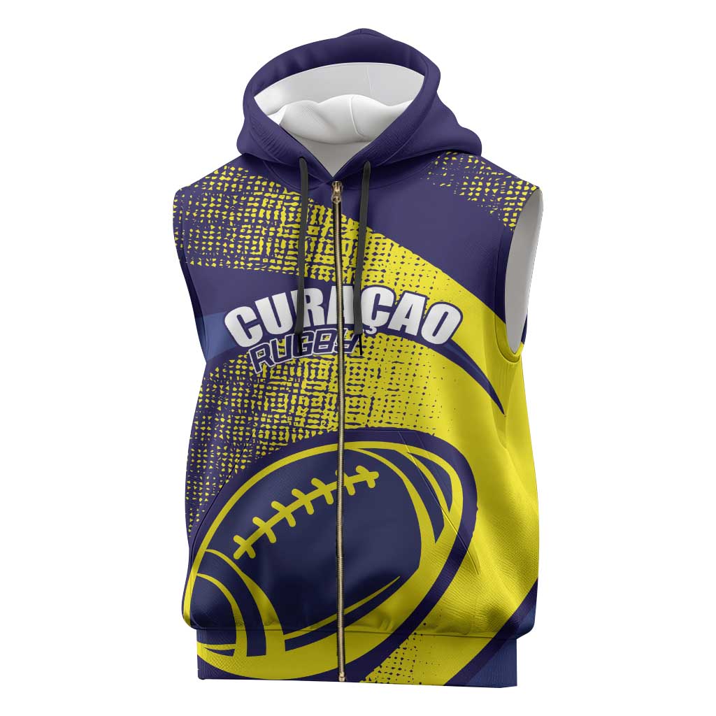 Rugby Curacao Sleeveless Zip Hoodie Korsou Go Champion - Wonder Print Shop