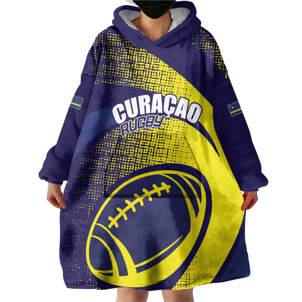 Custom Rugby Curacao Wearable Blanket Hoodie Korsou Go Champion - Wonder Print Shop