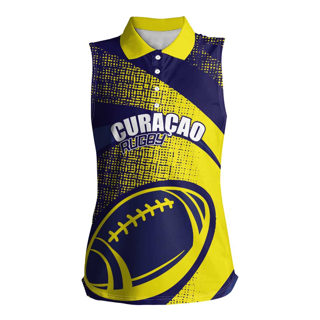 Custom Rugby Curacao Women Sleeveless Polo Shirt Korsou Go Champion - Wonder Print Shop