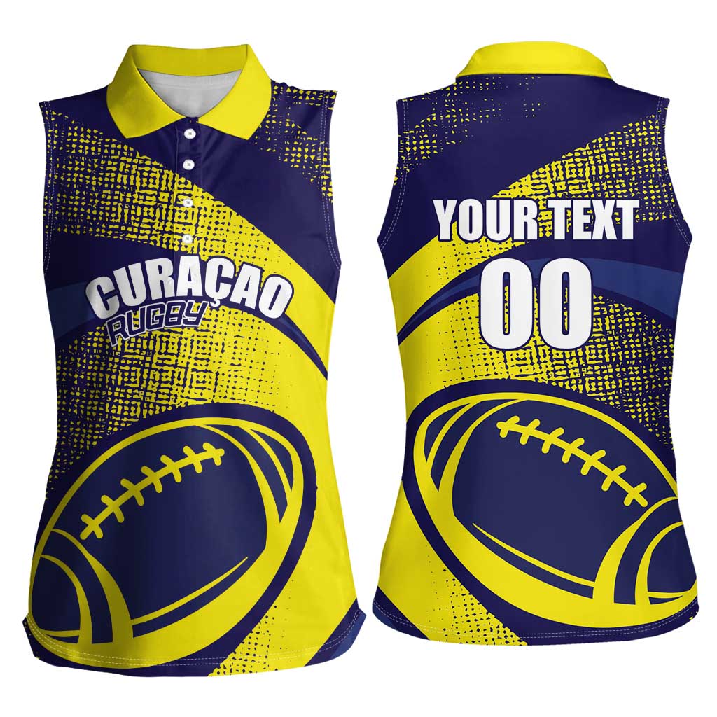 Custom Rugby Curacao Women Sleeveless Polo Shirt Korsou Go Champion - Wonder Print Shop