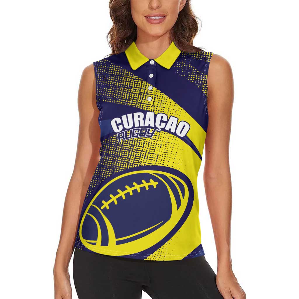 Custom Rugby Curacao Women Sleeveless Polo Shirt Korsou Go Champion - Wonder Print Shop