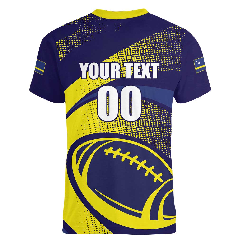 Custom Rugby Curacao Women V-Neck T-Shirt Korsou Go Champion - Wonder Print Shop