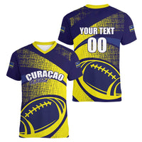 Custom Rugby Curacao Women V-Neck T-Shirt Korsou Go Champion - Wonder Print Shop