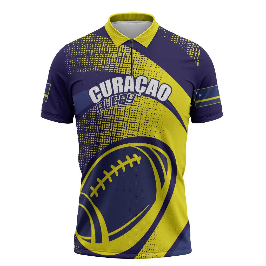 Rugby Curacao Zipper Polo Shirt Korsou Go Champion - Wonder Print Shop
