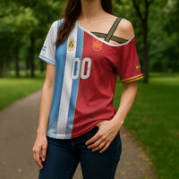 Custom Espana Argentina 2026 Cross Shoulder Shirt Copa Mundial Final