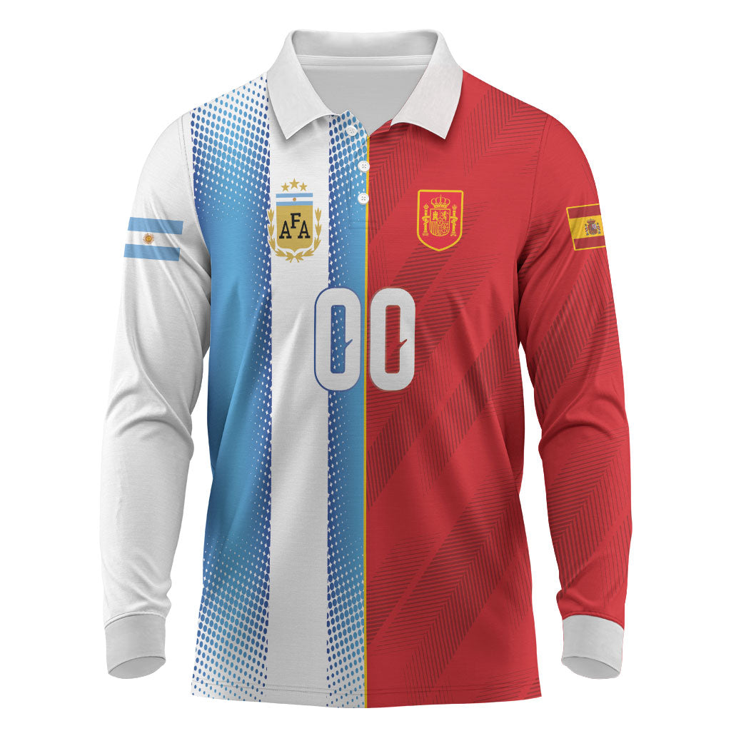Custom Espana Argentina 2026 Long Sleeve Polo Shirt Copa Mundial Final