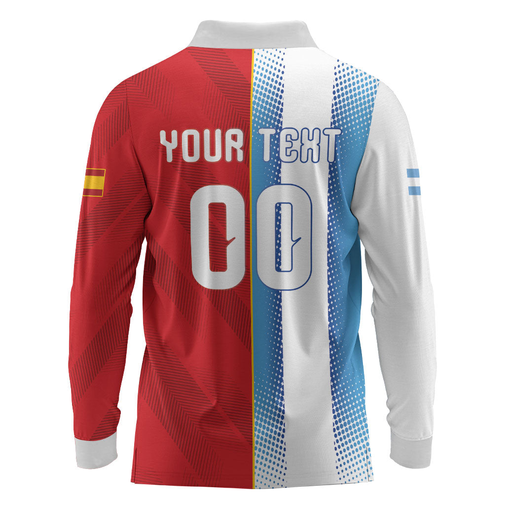 Custom Espana Argentina 2026 Long Sleeve Polo Shirt Copa Mundial Final