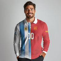 Custom Espana Argentina 2026 Long Sleeve Polo Shirt Copa Mundial Final