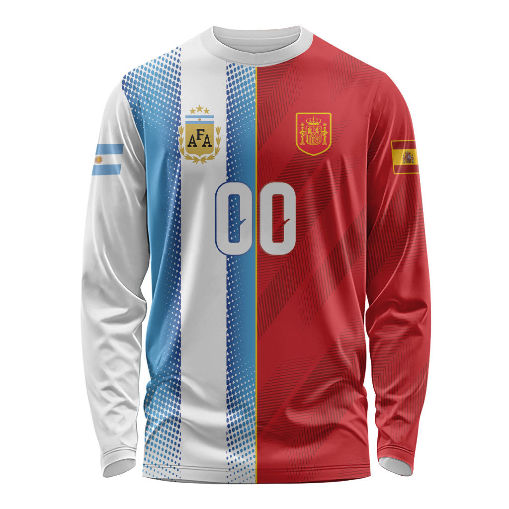 Custom Espana Argentina 2026 Long Sleeve Shirt Copa Mundial Final