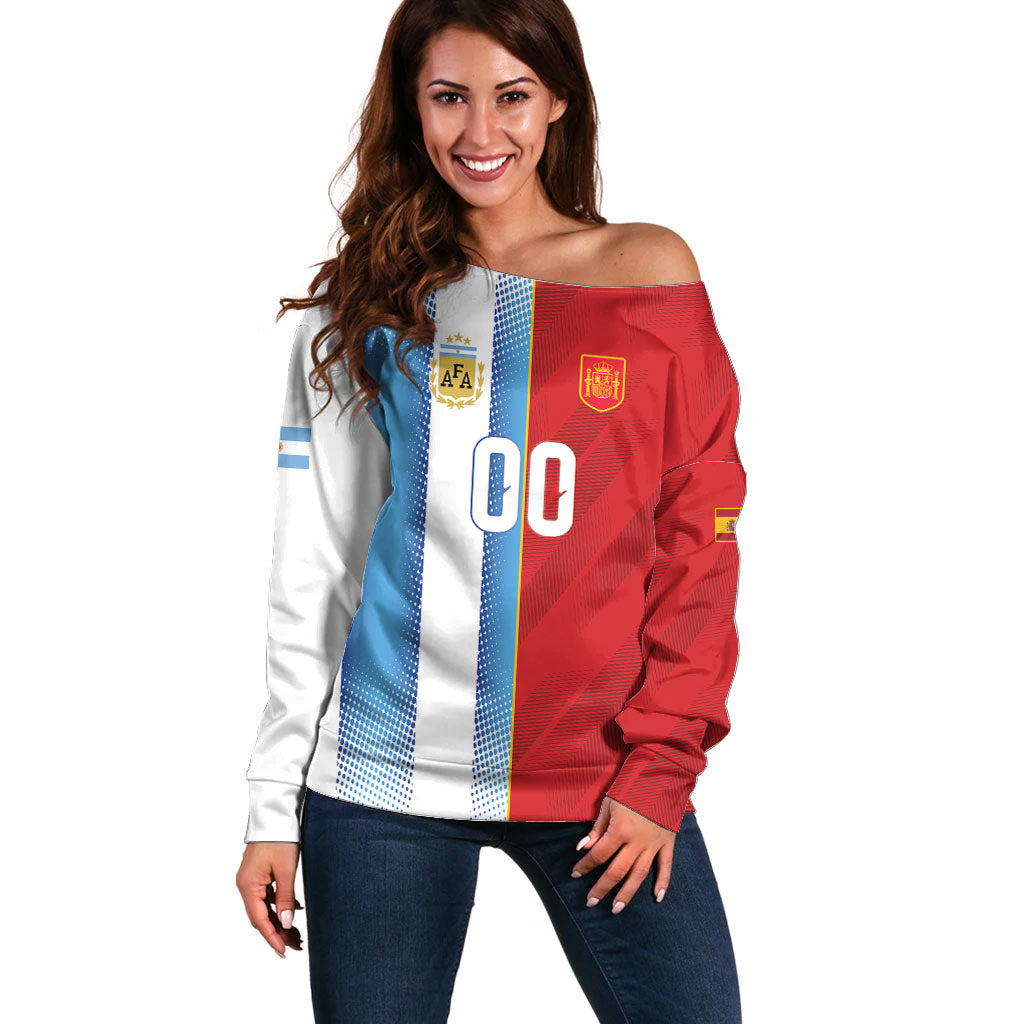 Custom Espana Argentina 2026 Off Shoulder Sweater Copa Mundial Final