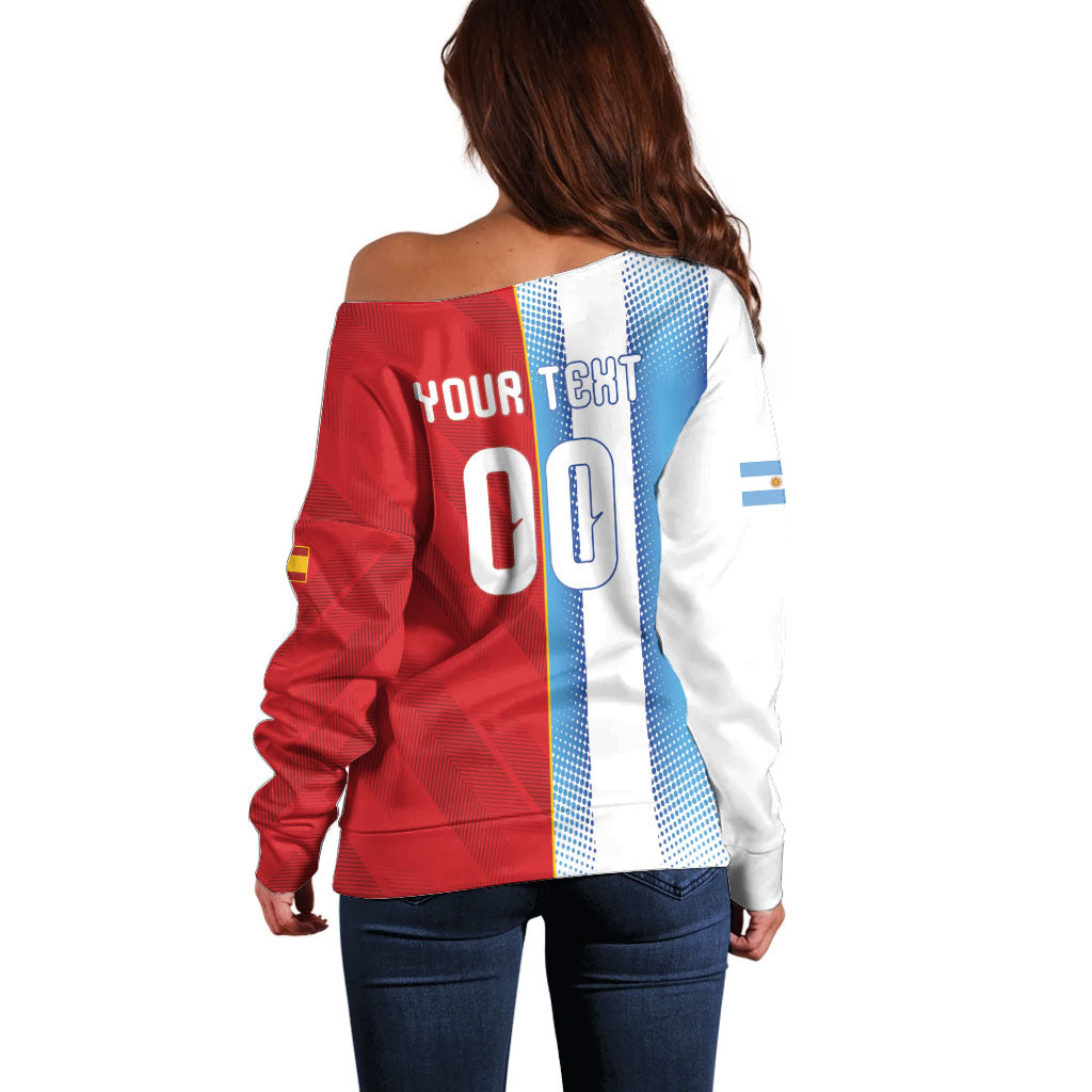 Custom Espana Argentina 2026 Off Shoulder Sweater Copa Mundial Final