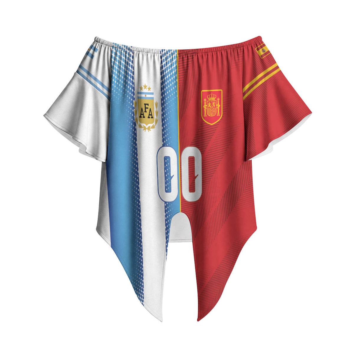 Custom Espana Argentina 2026 Off Shoulder Wrap Waist Top Copa Mundial Final
