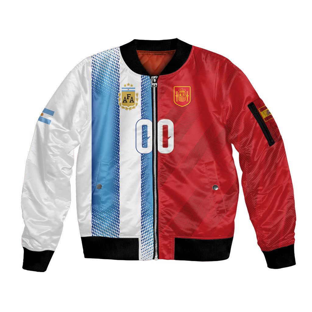Custom Espana Argentina 2026 Sleeve Zip Bomber Jacket Copa Mundial Final