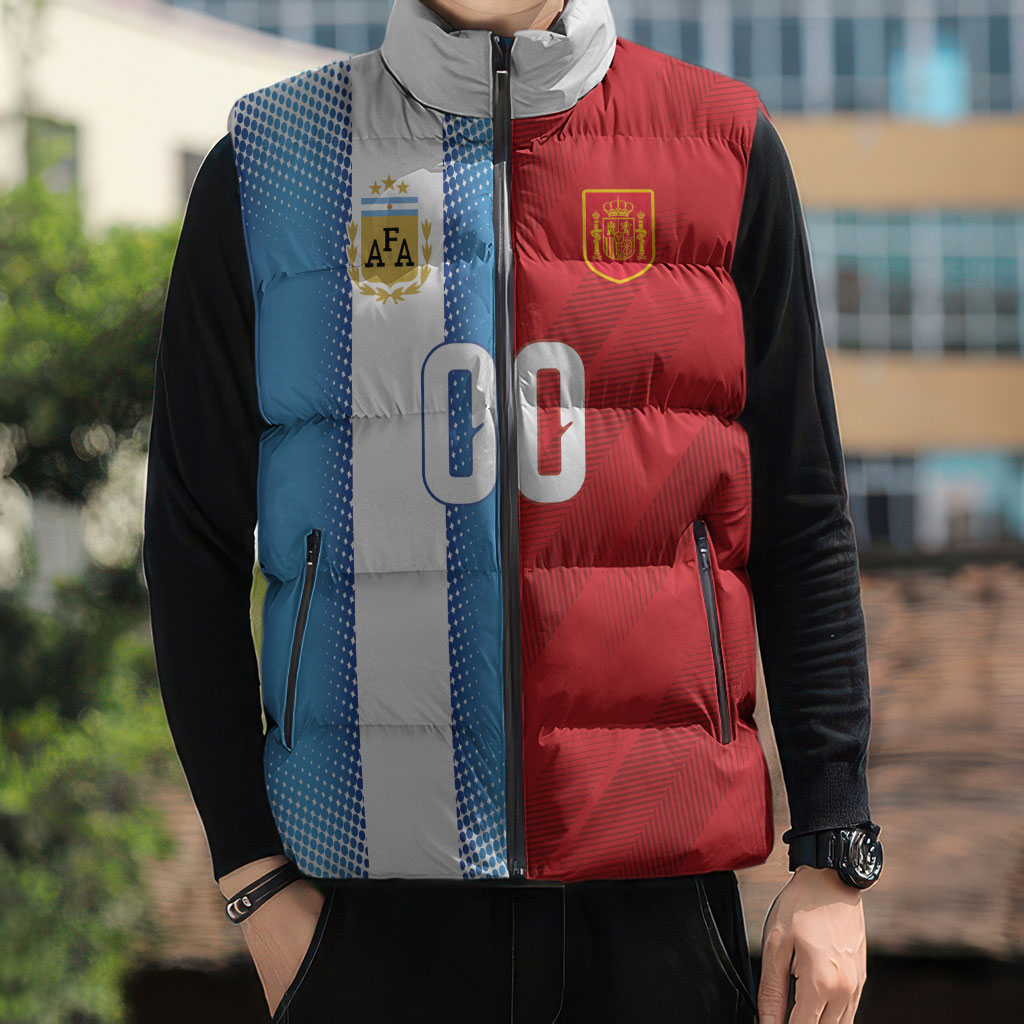Custom Espana Argentina 2026 Sleeveless Puffer Jacket Copa Mundial Final