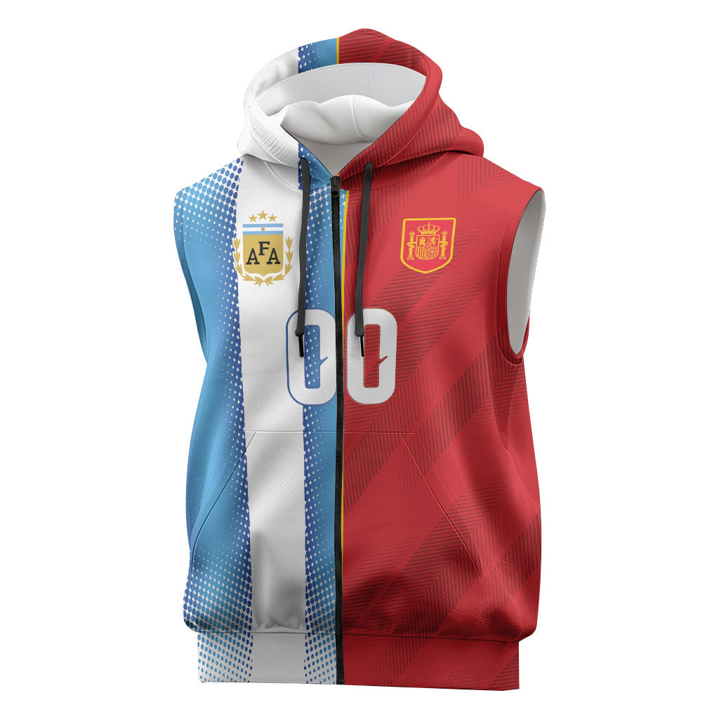 Custom Espana Argentina 2026 Sleeveless Zip Hoodie Copa Mundial Final