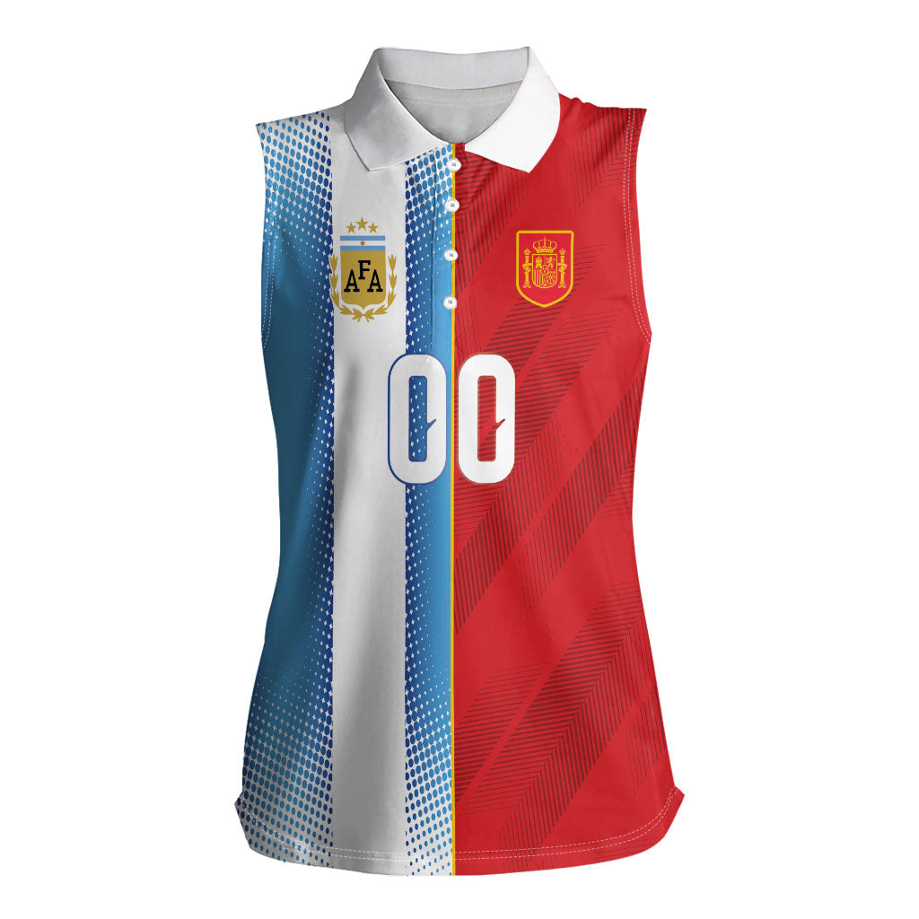 Custom Espana Argentina 2026 Women Sleeveless Polo Shirt Copa Mundial Final