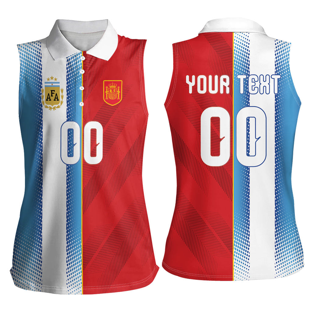Custom Espana Argentina 2026 Women Sleeveless Polo Shirt Copa Mundial Final