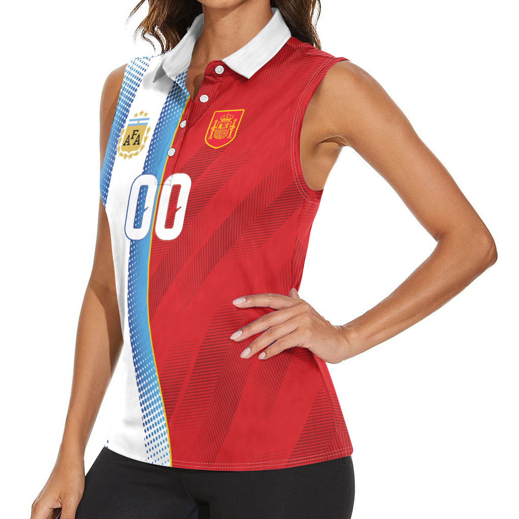 Custom Espana Argentina 2026 Women Sleeveless Polo Shirt Copa Mundial Final