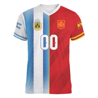 Custom Espana Argentina 2026 Women V-Neck T-Shirt Copa Mundial Final