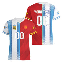 Custom Espana Argentina 2026 Women V-Neck T-Shirt Copa Mundial Final