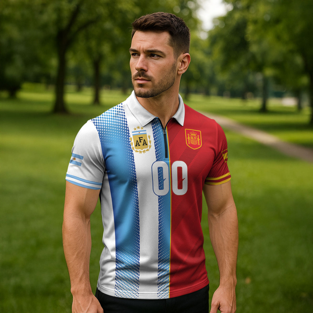 Custom Espana Argentina 2026 Zipper Polo Shirt Copa Mundial Final