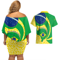 Brazil Independence Day Couples Matching Off Shoulder Short Dress and Hawaiian Shirt Sete de Setembro Flag Style - Wonder Print Shop