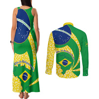 Brazil Independence Day Couples Matching Tank Maxi Dress and Long Sleeve Button Shirts Sete de Setembro Flag Style - Wonder Print Shop