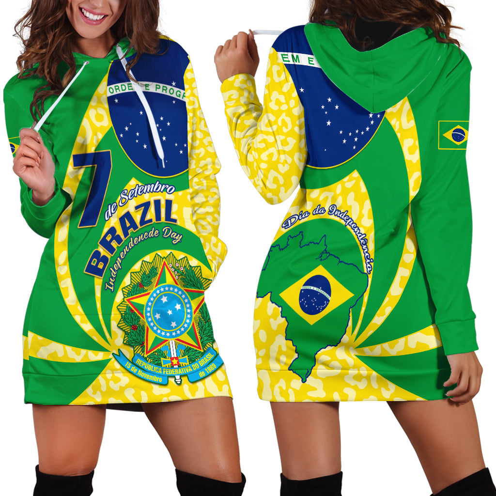 Brazil Independence Day Hoodie Dress Sete de Setembro Flag Style - Wonder Print Shop