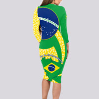 Brazil Independence Day Long Sleeve Bodycon Dress Sete de Setembro Flag Style - Wonder Print Shop