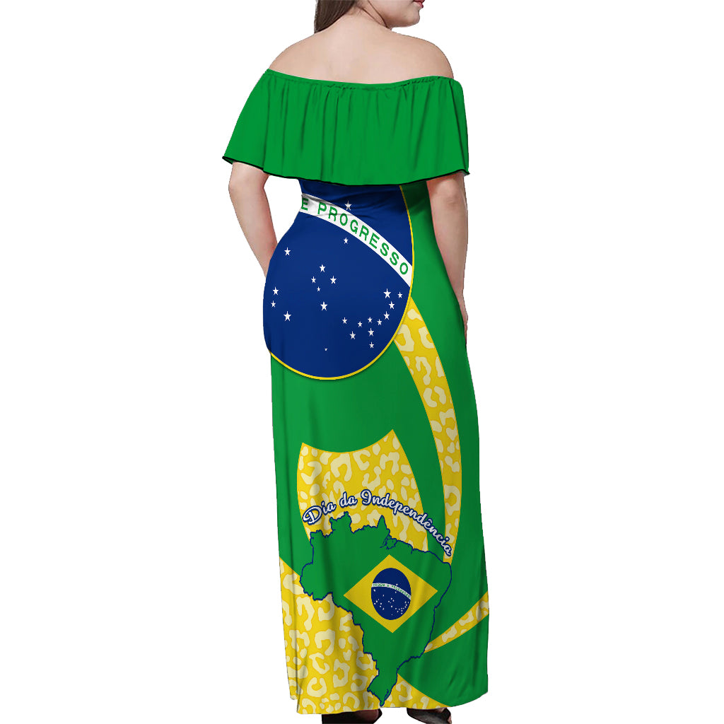Brazil Independence Day Off Shoulder Maxi Dress Sete de Setembro Flag Style 