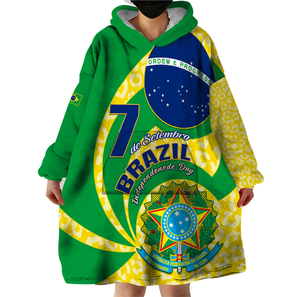 Brazil Independence Day Wearable Blanket Hoodie Sete de Setembro Flag Style - Wonder Print Shop