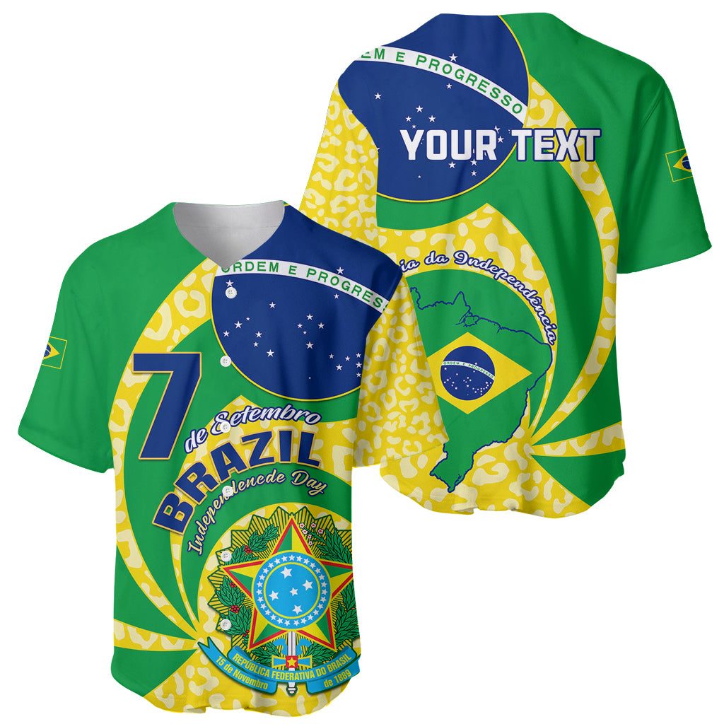 Personalised Brazil Independence Day Baseball Jersey Sete de Setembro Flag Style - Wonder Print Shop