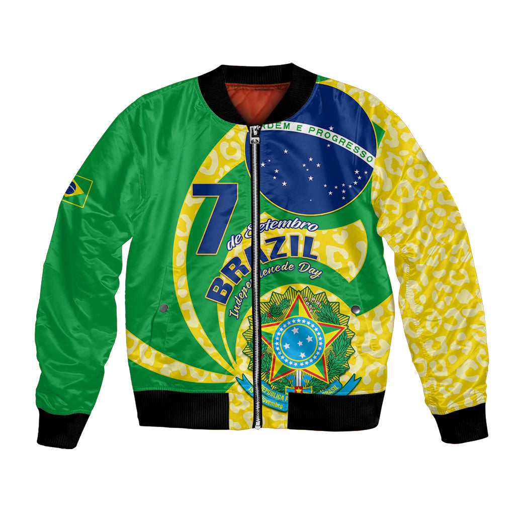 Personalised Brazil Independence Day Bomber Jacket Sete de Setembro Flag Style - Wonder Print Shop