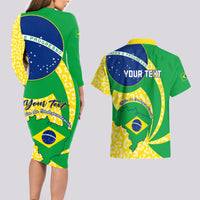 Personalised Brazil Independence Day Couples Matching Long Sleeve Bodycon Dress and Hawaiian Shirt Sete de Setembro Flag Style - Wonder Print Shop