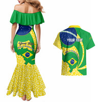 Personalised Brazil Independence Day Couples Matching Mermaid Dress and Hawaiian Shirt Sete de Setembro Flag Style - Wonder Print Shop